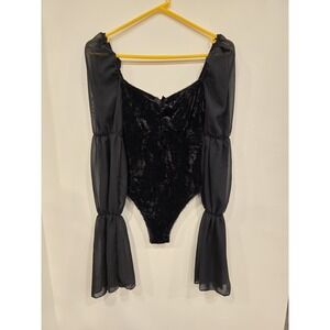 dELiA*s by Dolls Kill Velvet Bell Sleeve Bodysuit XS Whimsigoth Witchy Gothic